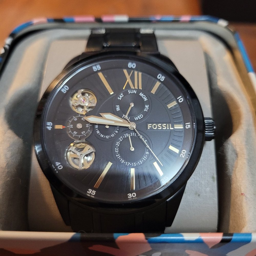 Black Fossil Hybrid Battery & Automatic Watch